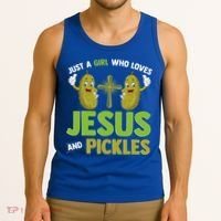 Just A Who Loves Jesus And Pickles Christian Pickles Tank Top thumb 3