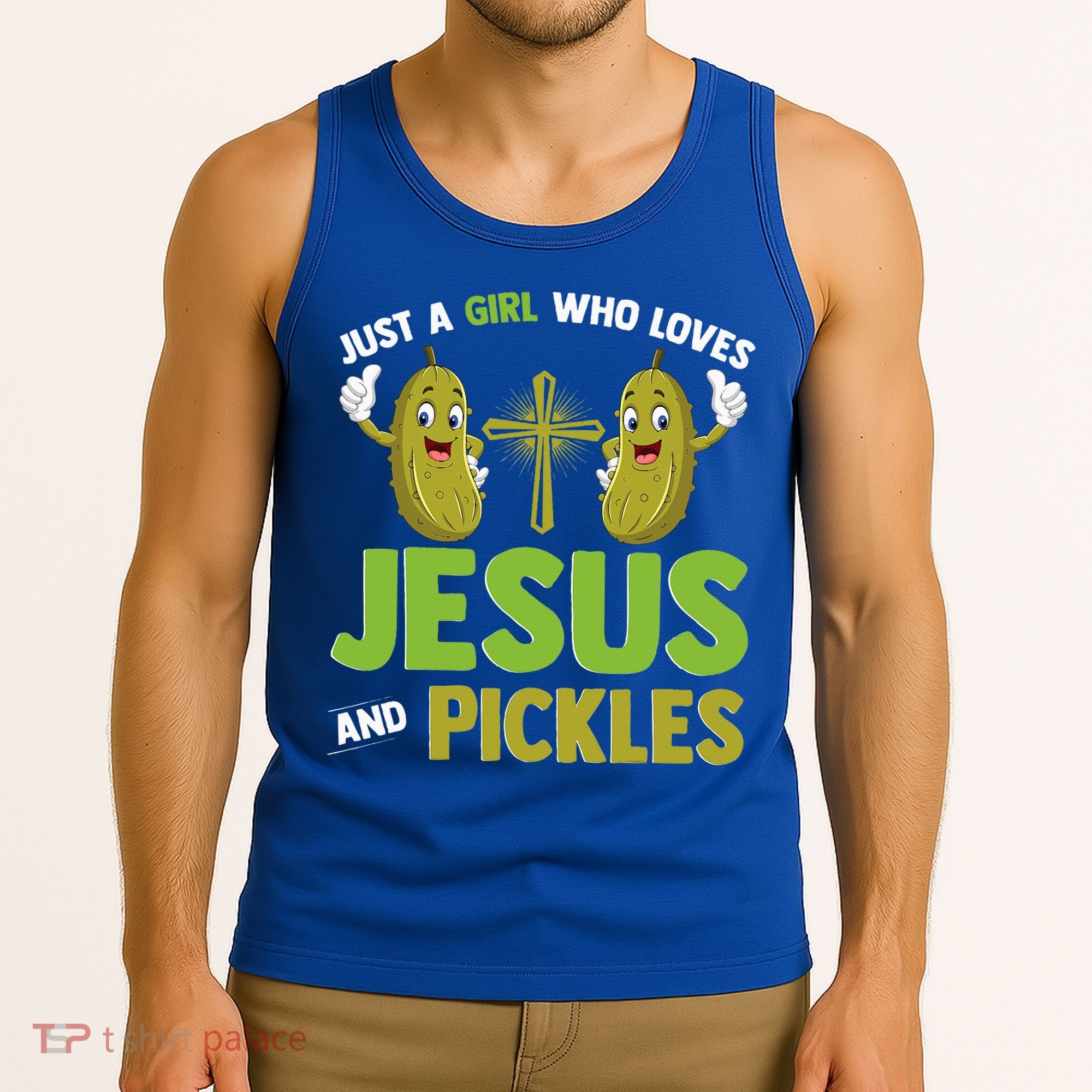 Just A Who Loves Jesus And Pickles Christian Pickles Tank Top