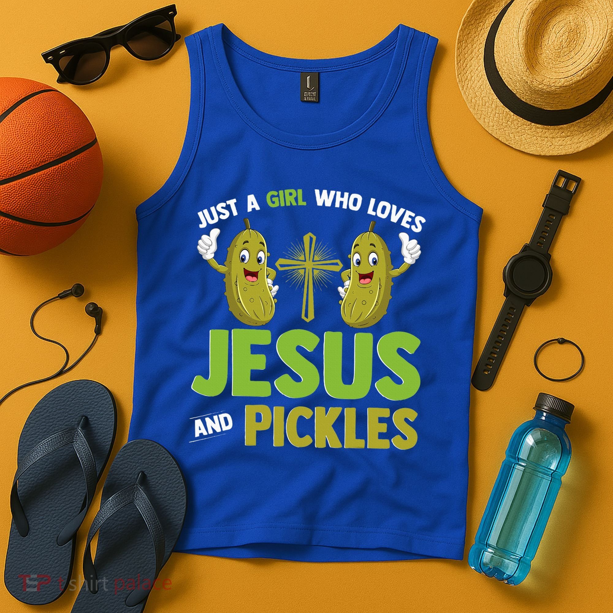Just A Who Loves Jesus And Pickles Christian Pickles Tank Top