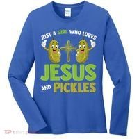 Just A Who Loves Jesus And Pickles Christian Pickles Women's Long Sleeve Shirt thumb 0