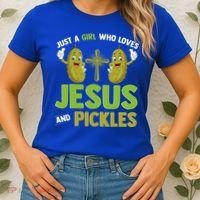 Just A Who Loves Jesus And Pickles Christian Pickles Women's T-Shirt thumb 2