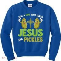 Just A Who Loves Jesus And Pickles Christian Pickles Kids Sweatshirt thumb 0