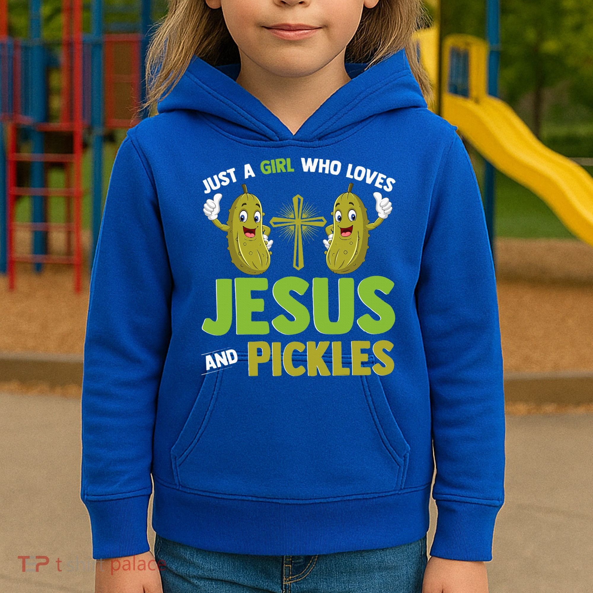 Just A Who Loves Jesus And Pickles Christian Pickles Kids Hoodie