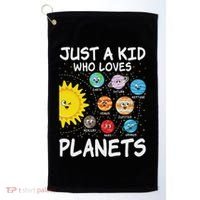 Just A Who Loves Planets Space Solar System Boy Girl Golf Towel thumb 0