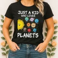 Just A Who Loves Planets Space Solar System Boy Girl Women's T-Shirt thumb 2