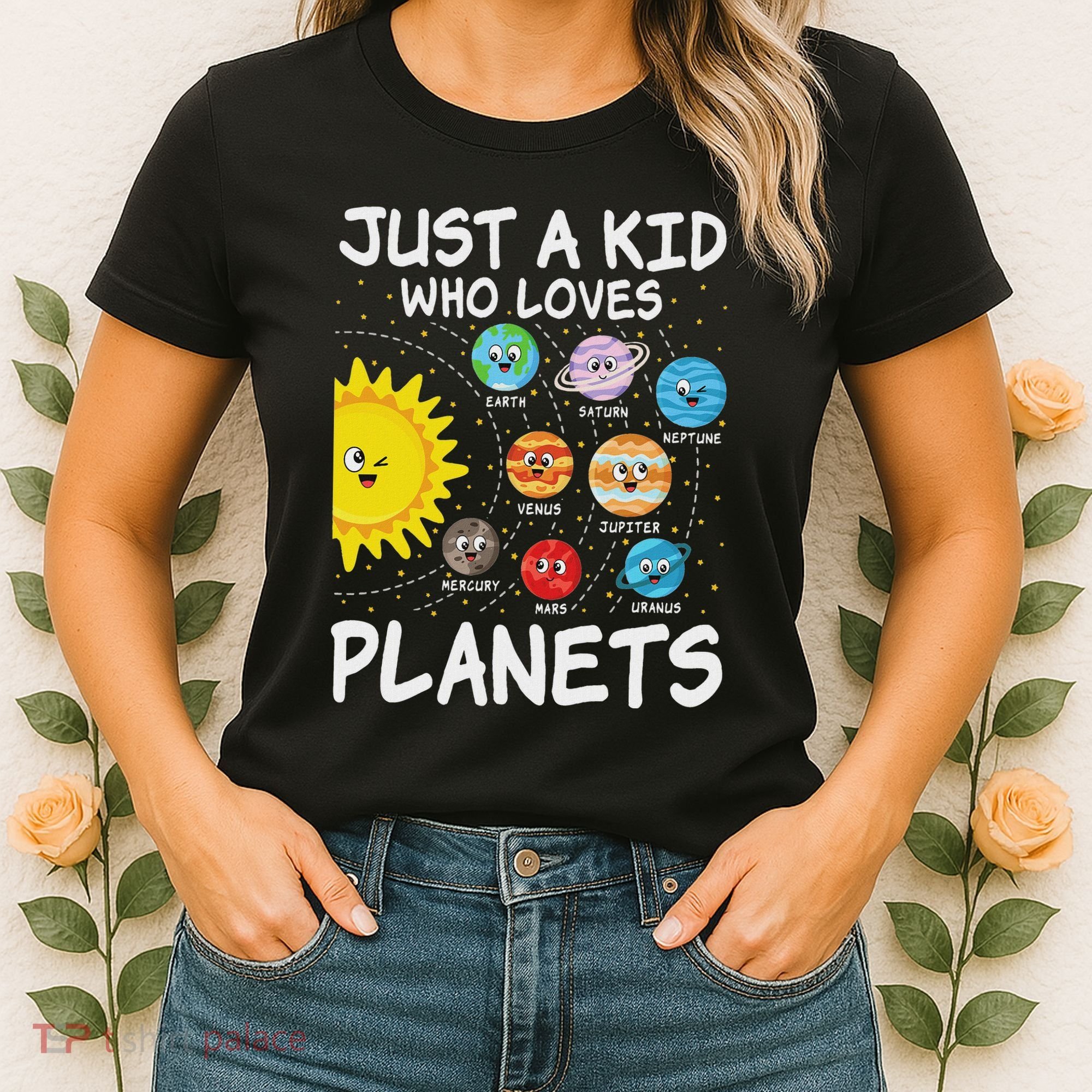 Just A Who Loves Planets Space Solar System Boy Girl Women's T-Shirt