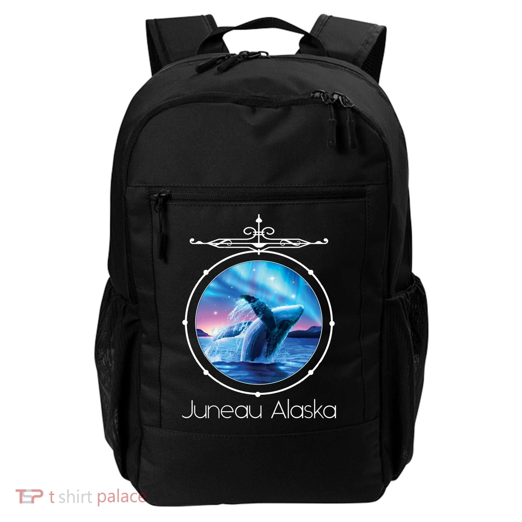 Juneau Alaska Whale Watching Aurora Borealis Souvenir Gift Backpack