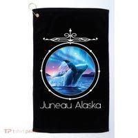 Juneau Alaska Whale Watching Aurora Borealis Souvenir Gift Golf Towel thumb 0