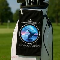 Juneau Alaska Whale Watching Aurora Borealis Souvenir Gift Golf Towel thumb 2
