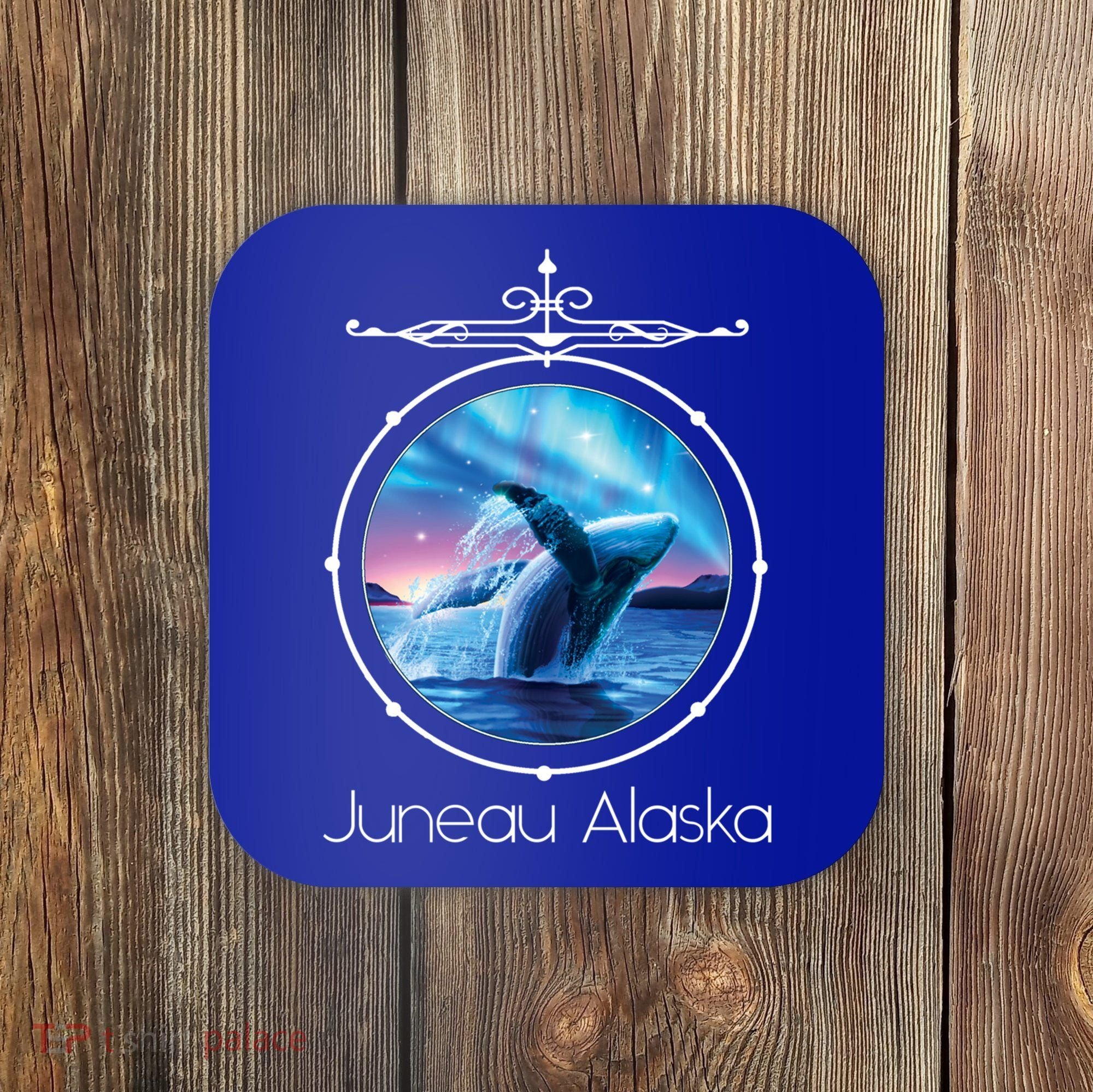 Juneau Alaska Whale Watching Aurora Borealis Souvenir Gift Coaster