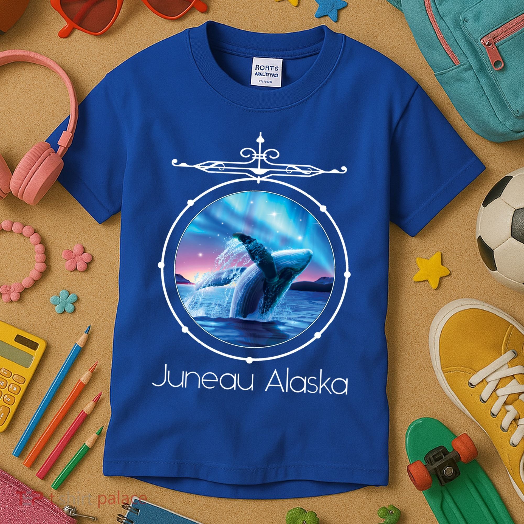 Juneau Alaska Whale Watching Aurora Borealis Souvenir Gift Kids T-Shirt