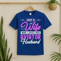 Just A Wife Who Loves Her Aviator Husband Cute Pilots Wife Cool Gift T-Shirt thumb 2