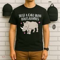 Just a Who Loves Rhinos Cute Rhinoceros Lover T-Shirt thumb 6