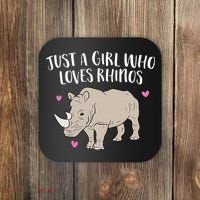 Just a Who Loves Rhinos Cute Rhinoceros Lover Coaster thumb 0