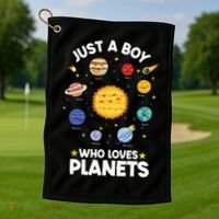 Just A Who Loves Planets & Solar System Space Science Golf Towel thumb 1