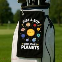 Just A Who Loves Planets & Solar System Space Science Golf Towel thumb 2