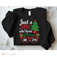 Just A Who Loves Christmas In July Summer Gift Sweatshirt thumb 2