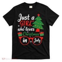 Just A Who Loves Christmas In July Summer Gift T-Shirt thumb 0