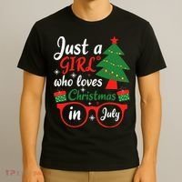 Just A Who Loves Christmas In July Summer Gift T-Shirt thumb 3