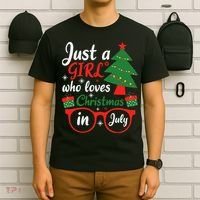 Just A Who Loves Christmas In July Summer Gift T-Shirt thumb 6