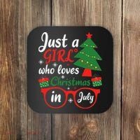 Just A Who Loves Christmas In July Summer Gift Coaster thumb 0