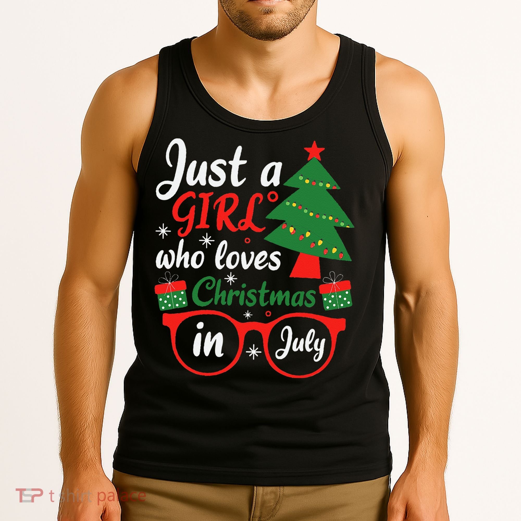 Just A Who Loves Christmas In July Summer Gift Tank Top