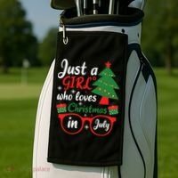 Just A Who Loves Christmas In July Summer Gift Golf Towel thumb 2