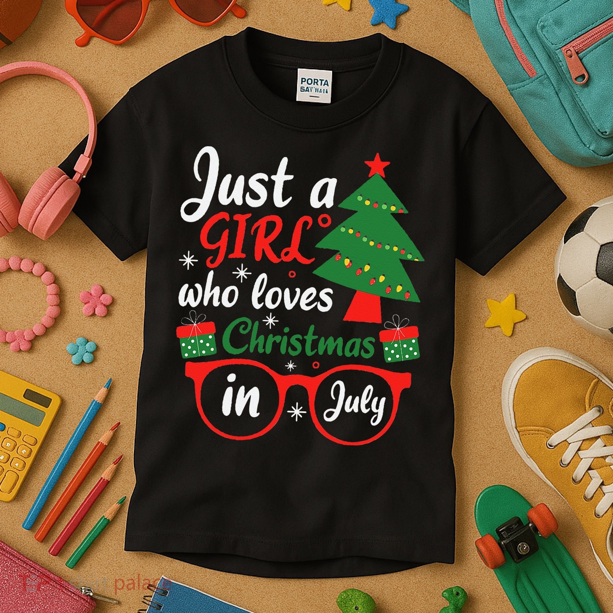 Just A Who Loves Christmas In July Summer Gift Kids T-Shirt