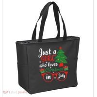 Just A Who Loves Christmas In July Summer Gift Tote Bag thumb 2