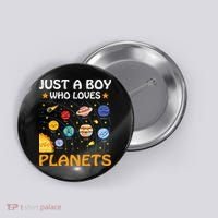 Just A  Who Loves Planets & Solar System Space Science Button thumb 0
