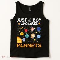 Just A  Who Loves Planets & Solar System Space Science Tank Top thumb 2