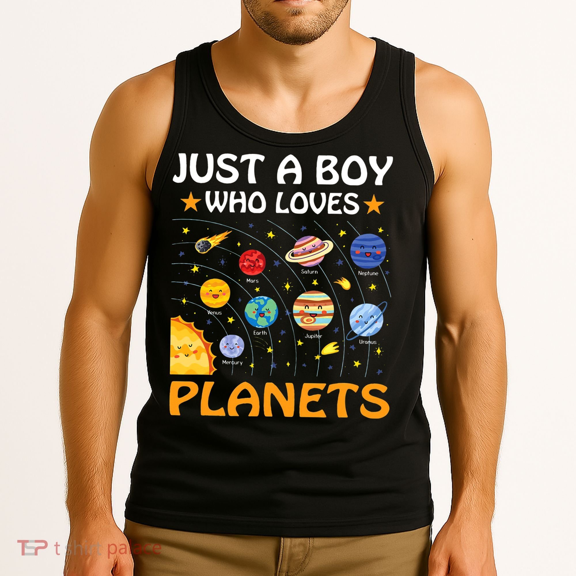 Just A  Who Loves Planets & Solar System Space Science Tank Top