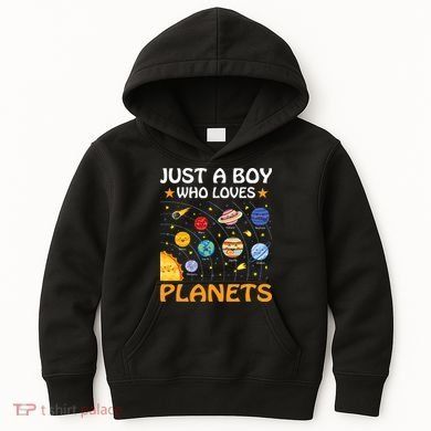 Just A  Who Loves Planets & Solar System Space Science Kids Hoodie