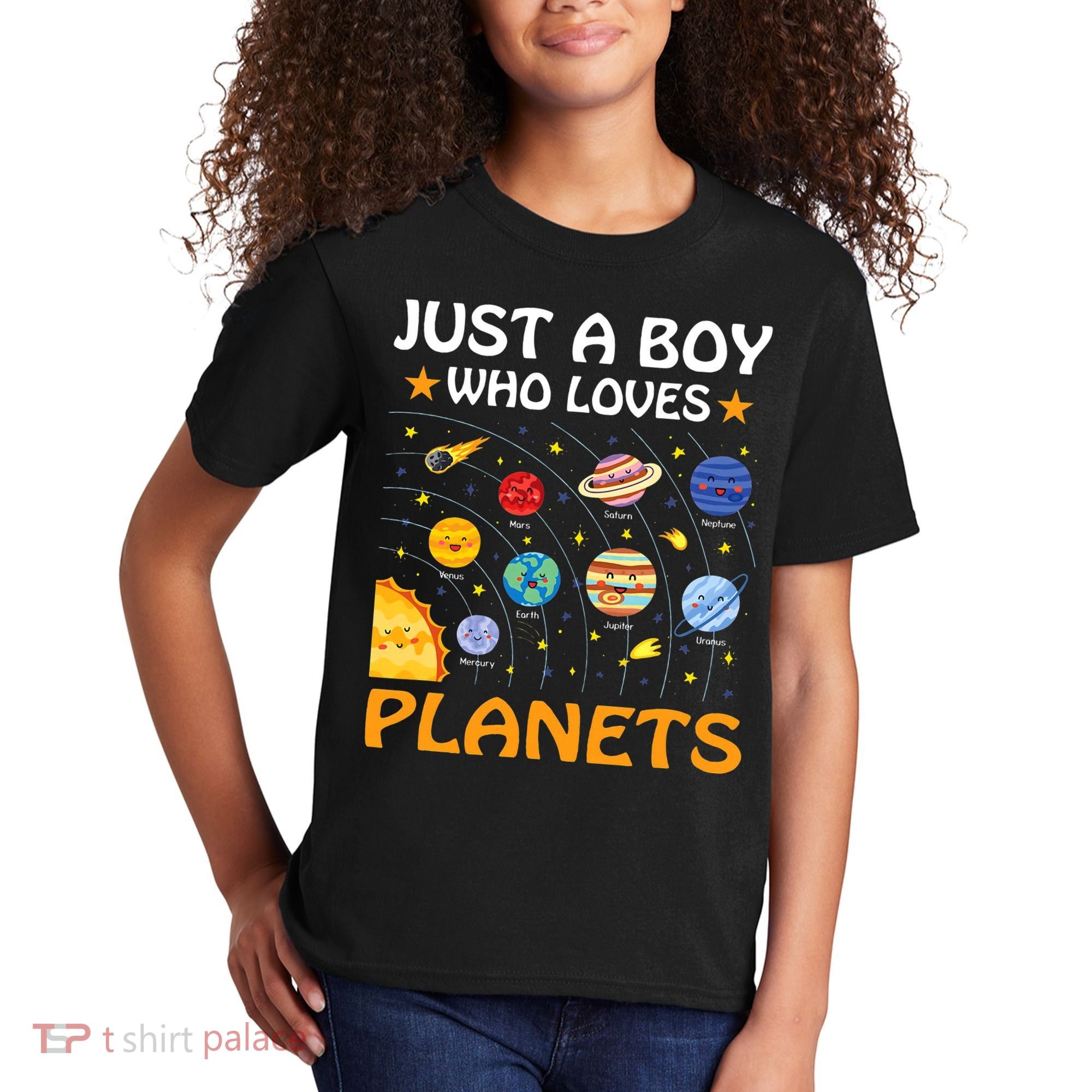 Just A  Who Loves Planets & Solar System Space Science Kids T-Shirt