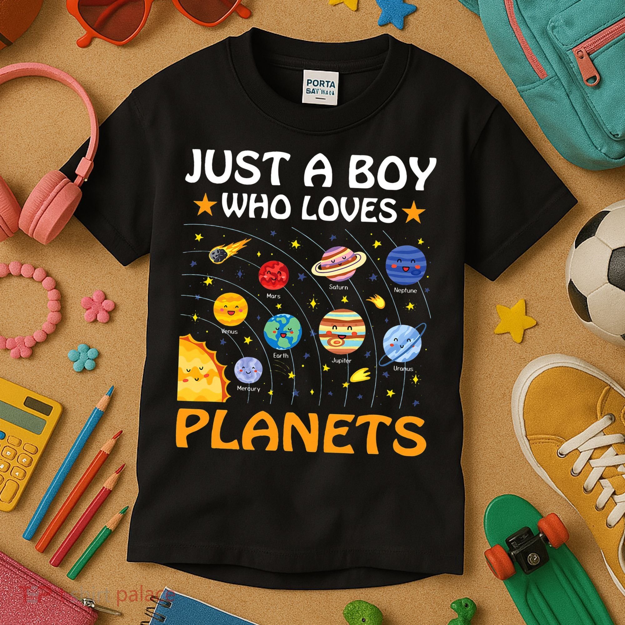 Just A  Who Loves Planets & Solar System Space Science Kids T-Shirt