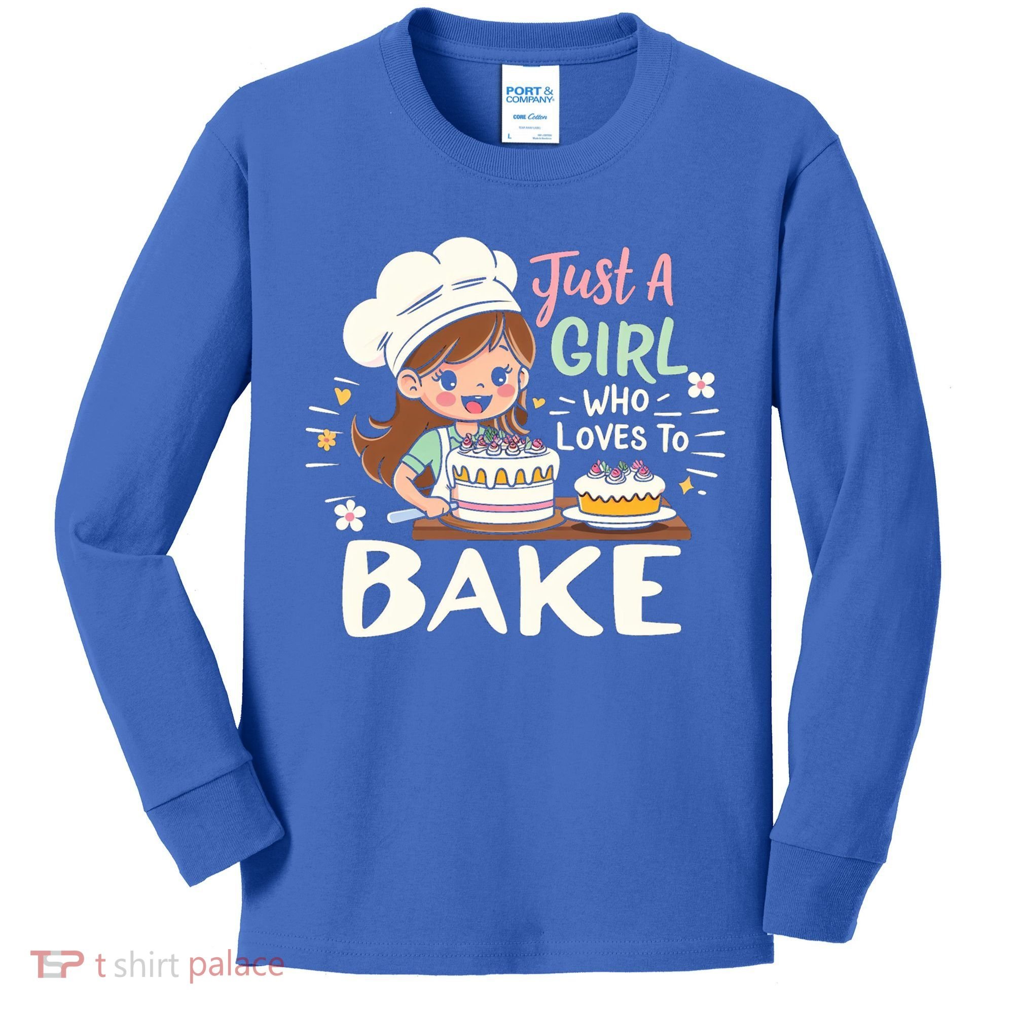Just A Who Loves To Bake Cute Baking Graphic Cool Gift Kids Long Sleeve Shirt