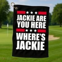 Jackie Are You Here Where's Jackie Golf Towel thumb 1