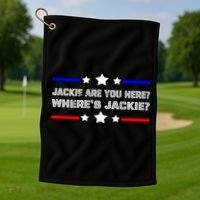 Jackie Are You Here Where's Jackie Funny Meme Golf Towel thumb 1