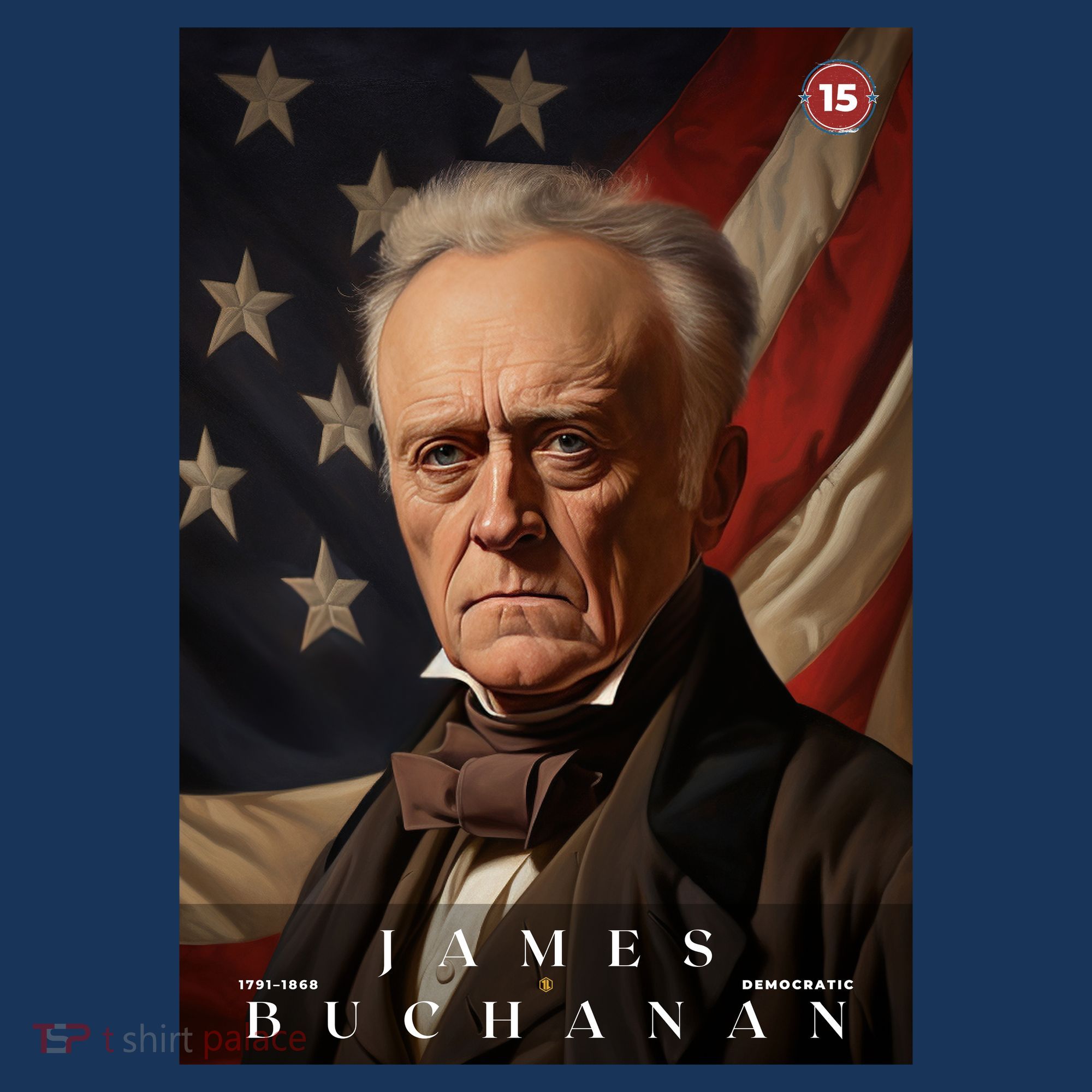 James Buchanan 15th President Of The United States Portrait T-Shirt