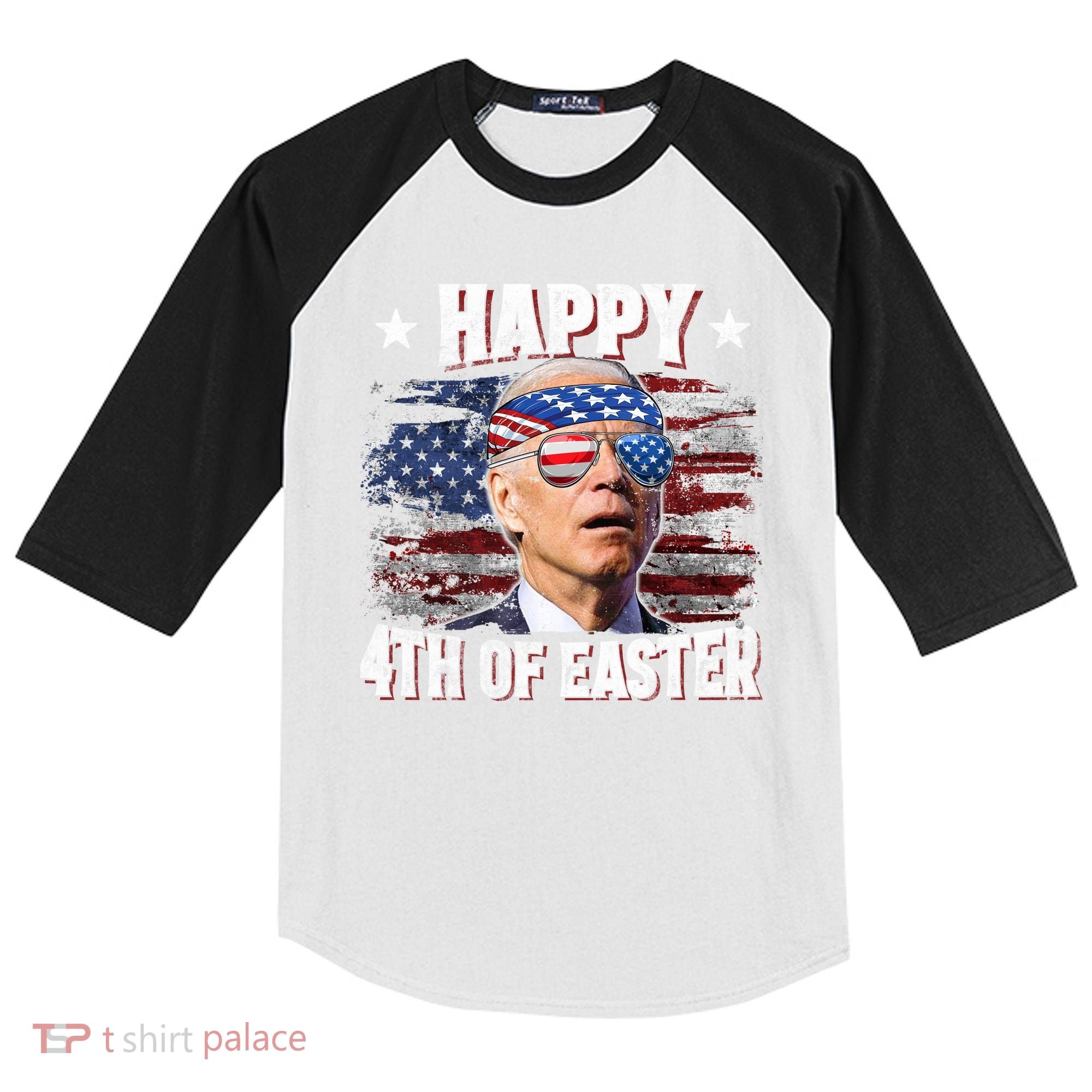 Joe Biden 4th Of July Happy 4th Of Easter American US Flag Kids Colorblock Raglan Jersey