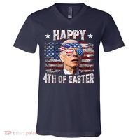 Joe Biden 4th Of July Happy 4th Of Easter American US Flag V-Neck T-Shirt thumb 0