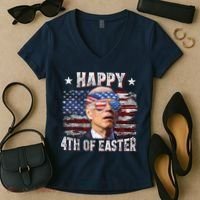 Joe Biden 4th Of July Happy 4th Of Easter American US Flag Women's V-Neck T-Shirt thumb 2