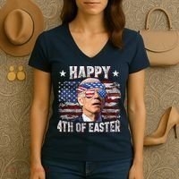 Joe Biden 4th Of July Happy 4th Of Easter American US Flag Women's V-Neck T-Shirt thumb 3