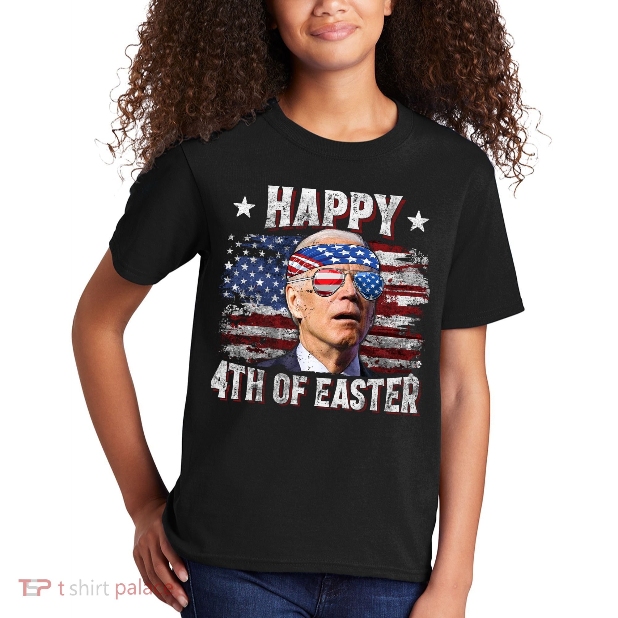 Joe Biden 4th Of July Happy 4th Of Easter American US Flag Kids T-Shirt