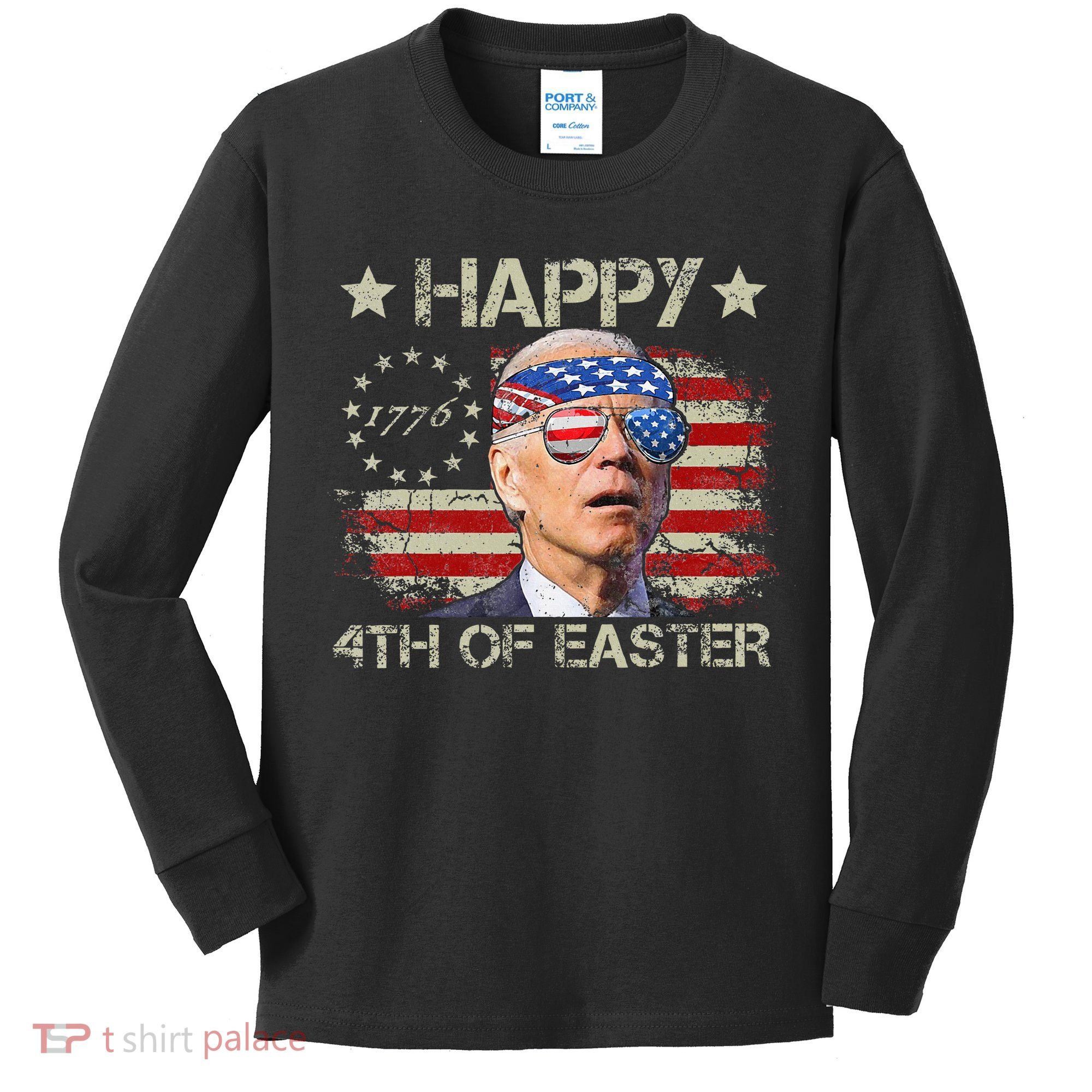 Joe Biden 4th Of July Happy 4th Of Easter Us Flag Kids Long Sleeve Shirt