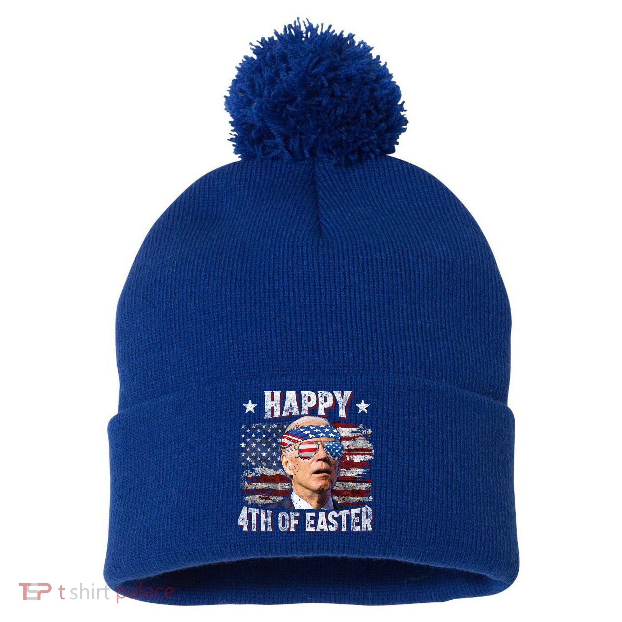 Joe Biden 4th Of July Shirts Happy 4th Of Easter American US Flag Pom Pom 12in Knit Beanie