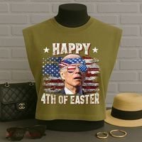 Joe Biden 4th Of July Shirts Happy 4th Of Easter American US Flag Garment-Dyed Women's Muscle Tee thumb 3