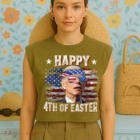 Joe Biden 4th Of July Shirts Happy 4th Of Easter American US Flag Garment-Dyed Women's Muscle Tee thumb 4