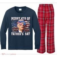 Joe Biden 4th Of July Shirts Merry 4th Of Fathers Day American US Flag Kids Long Sleeve Plaid Pajama Set thumb 0