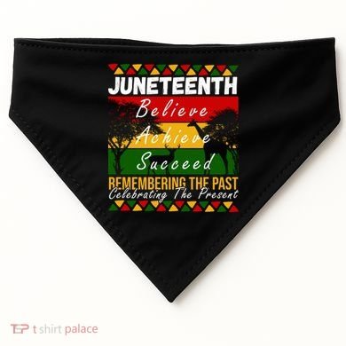 Juneteenth Believe Achieve Succeed Africa USA-Made Doggie Bandana